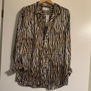 Topman Brown and Black Zebra Print Top